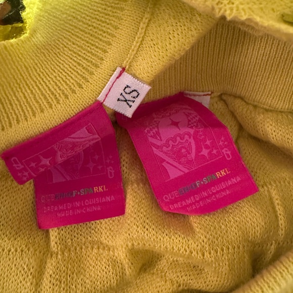 New! SET! QUEEN OF SPARKLES Neon Green Clover Pailette Knit Top & Skirt - Picture 8 of 9